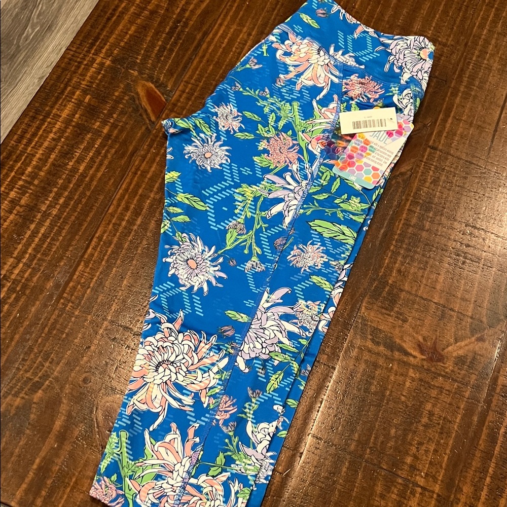 LuLaRoe Floral Blue Workout Leggings